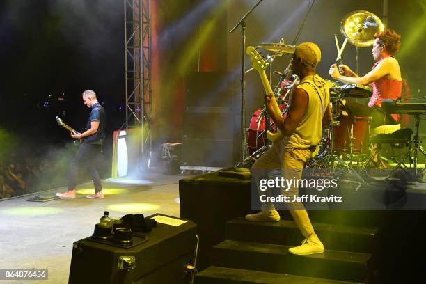 Tom Dumont, Tony Kanal, and Adrian Young of Dreamcar perform at Piestewa Stage during day 2 of the 2017 Lost Lake Festival on October 21, 2017 in...