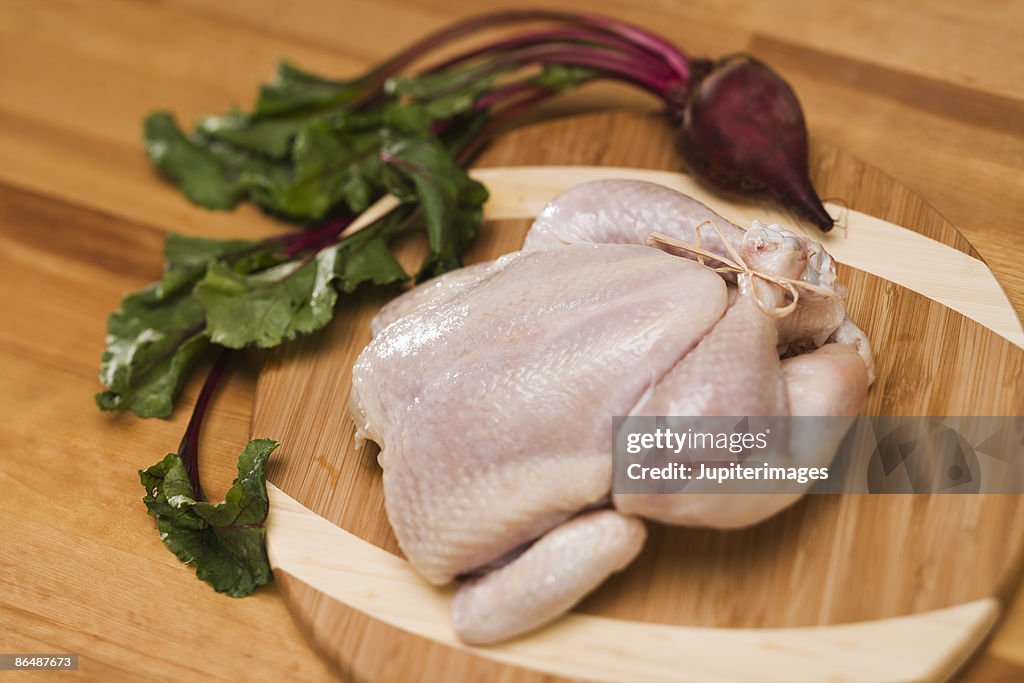 Raw chicken with radish