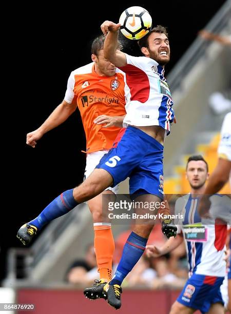 Benjamin Kantarovski of the Jets in action during the round three A-League match between the Brisbane Bullets and the Newcastle Jets at Suncorp...