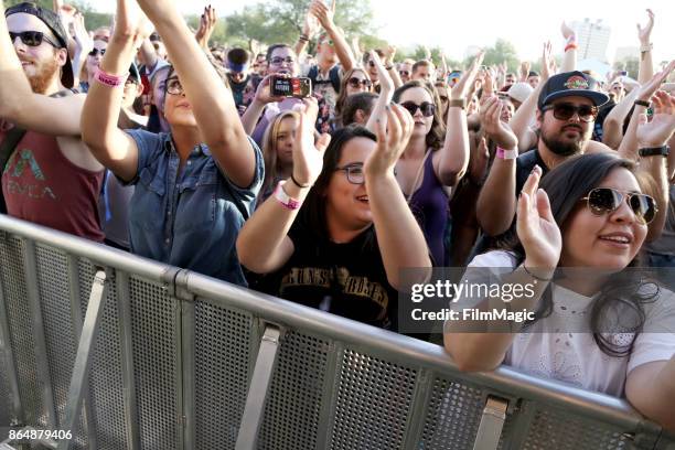 Festivalgoers watch Kongos perform at Piestewa Stage during day 2 of the 2017 Lost Lake Festival on October 21, 2017 in Phoenix, Arizona.