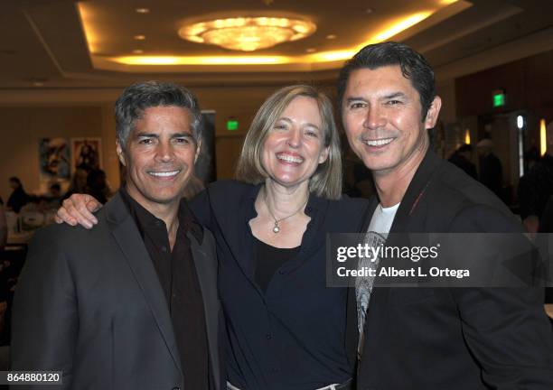 Actors Esai Morales, Danielle von Zerneck and Lou Diamond Phillips of "La Bamba" at The Hollywood Show held at Westin LAX Hotel on October 21, 2017...