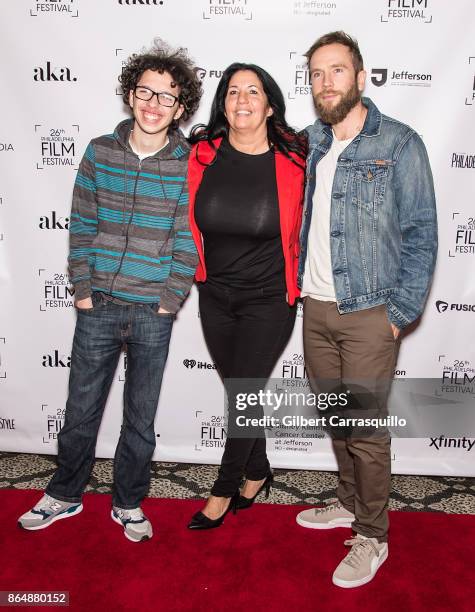 Actor Guillermo Santos, brother director, actor, screenwriter Mark Webber and their mother actress Cheri Honkala attend the Red Carpet Premiere of...