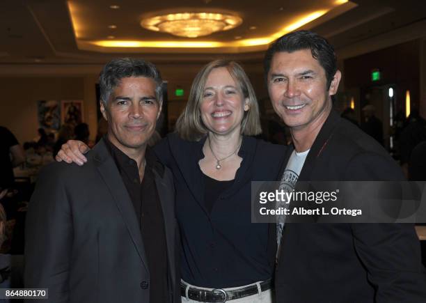 Actors Esai Morales, Danielle von Zerneck and Lou Diamond Phillips of "La Bamba" at The Hollywood Show held at Westin LAX Hotel on October 21, 2017...
