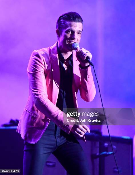 Brandon Flowers of The Killers performs at Camelback Stage during day 2 of the 2017 Lost Lake Festival on October 21, 2017 in Phoenix, Arizona.