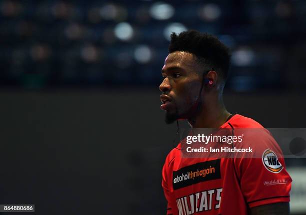 Derek Cooke Jr of the Wildcats warms up before the start of the round three NBL match between the Cairns Taipans and the Perth Wildcats at Cairns...