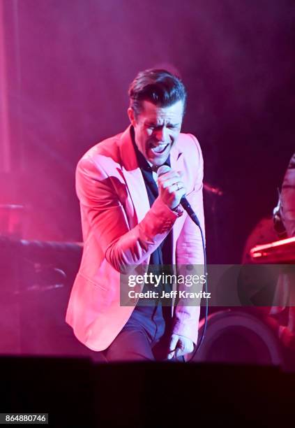 Brandon Flowers of The Killers performs at Camelback Stage during day 2 of the 2017 Lost Lake Festival on October 21, 2017 in Phoenix, Arizona.