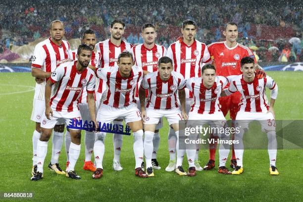 Vadis Odjidja of Olympiacos, Alaixys Romao of Olympiacos, Alberto Botia of Olympiacos, Sasa Zdjelar of Olympiacos, Dimitris Nikolaou of Olympiacos,...