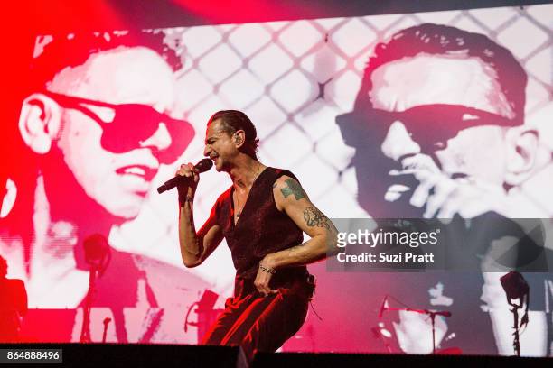 Dave Gahan of Depeche Mode perform during the band's 'Global Spirit Tour' at KeyArena on October 21, 2017 in Seattle, Washington.
