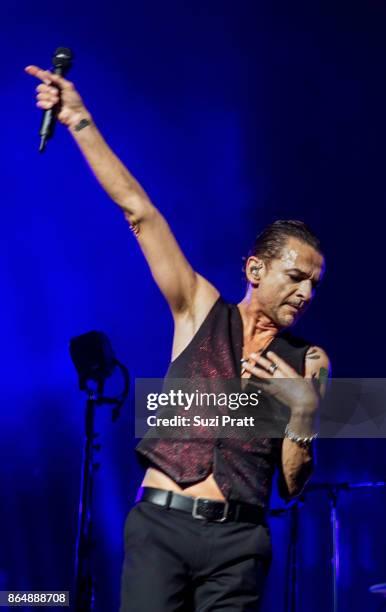 Dave Gahan of Depeche Mode perform during the band's 'Global Spirit Tour' at KeyArena on October 21, 2017 in Seattle, Washington.