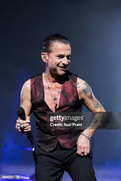 Martin Gore of Depeche Mode perform during the band's 'Global Spirit Tour' at KeyArena on October 21, 2017 in Seattle, Washington.