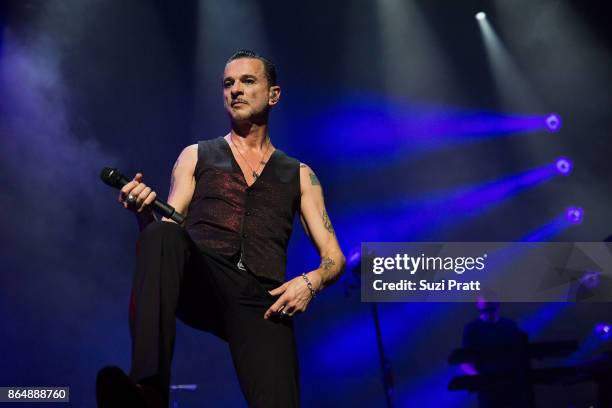 Dave Gahan of Depeche Mode perform during the band's 'Global Spirit Tour' at KeyArena on October 21, 2017 in Seattle, Washington.