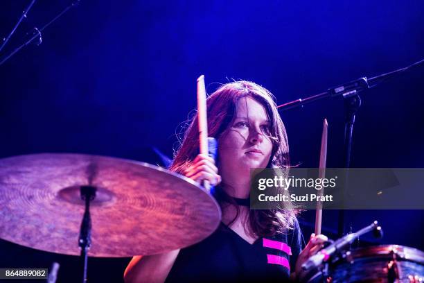 Stella Mozgawa of Warpaint performs during the 'Global Spirit Tour' at at KeyArena on October 21, 2017 in Seattle, Washington.