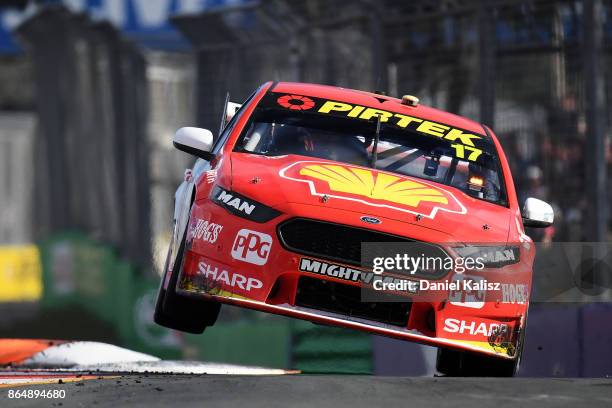 Scott McLaughlin drives the Shell V-Power Racing Team Ford Falcon FGX during race 22 for the Gold Coast 600, which is part of the Supercars...