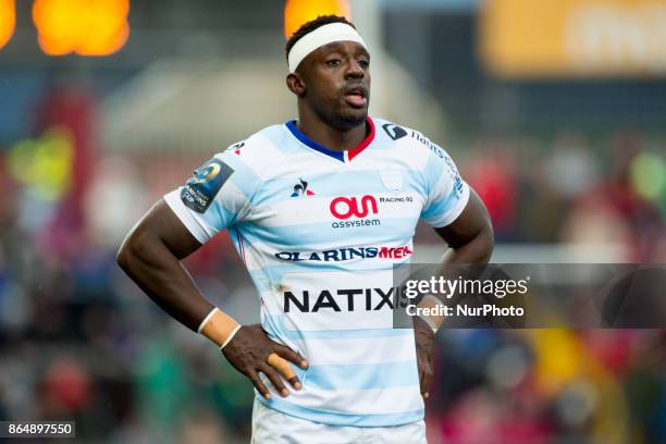 Yannick Nyanga of Racing 92 looks on during the European Rugby Champions Cup Round 2 match between Munster Rugby and Racing 92 at Thomond Park...