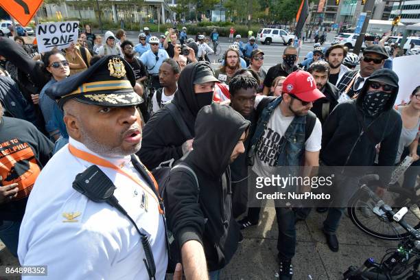 Police brutality protest turns violent when officers of the Philadelphia Police Dept clash with protestors, in Center City Philadelphia, PA, on...