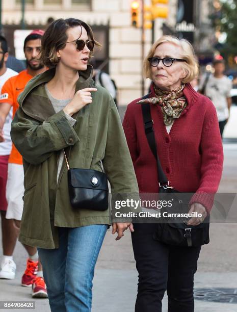 Actresses Sarah Paulson and Holland Taylor are seen out and about on October 21, 2017 in Philadelphia, Pennsylvania.