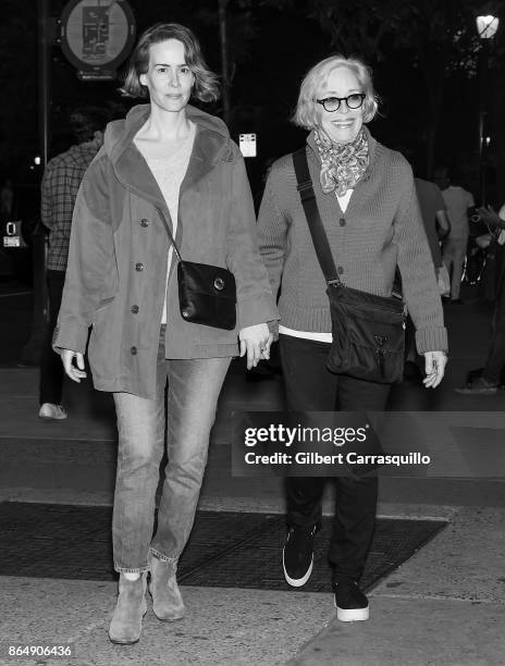 Actresses Sarah Paulson and Holland Taylor are seen out and about on October 21, 2017 in Philadelphia, Pennsylvania.