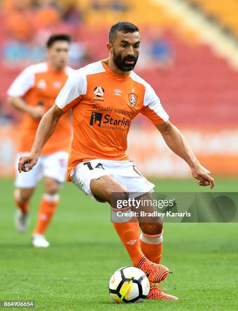 Fahid Ben Khalfallah of the Roar in action during the round three A-League match between the Brisbane Bullets and the Newcastle Jets at Suncorp...