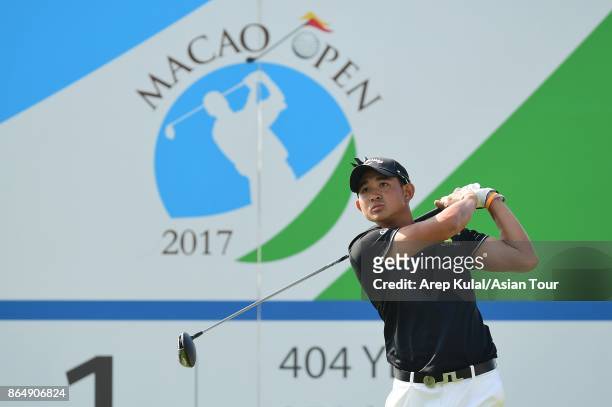 Pavit Tangkamolprasert of Thailand pictured during round four of the Macao Open at Macau Golf and Country Club on October 22, 2017 in Macau, Macau.