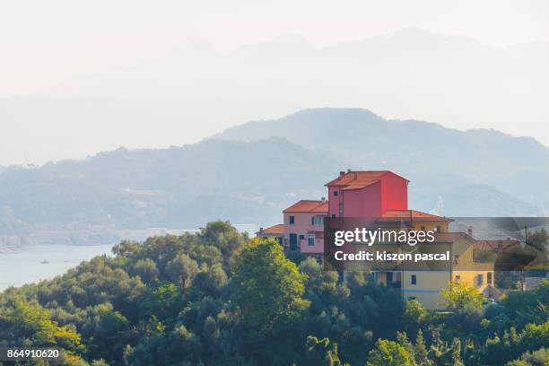 beautiful village in cinque terre in italy in day  . . - terre sol stock-fotos und bilder