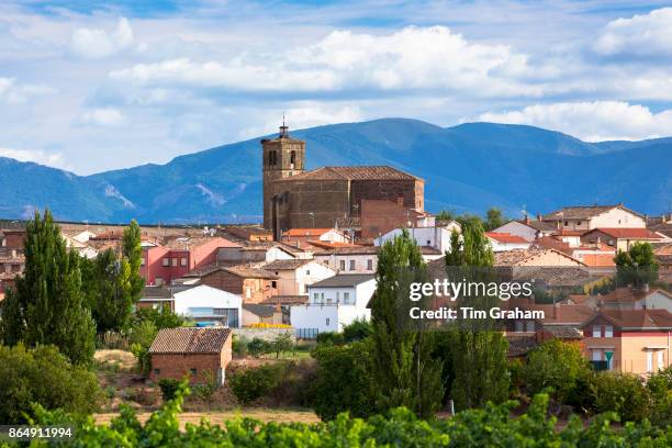 Iglesia de Nuestra Senora de los Angeles church and town of Azofra near Santo Domingo de la Calzada in Castilla y Leon, Spain.