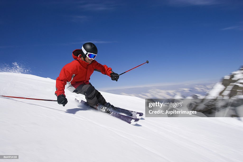 Man snow skiing