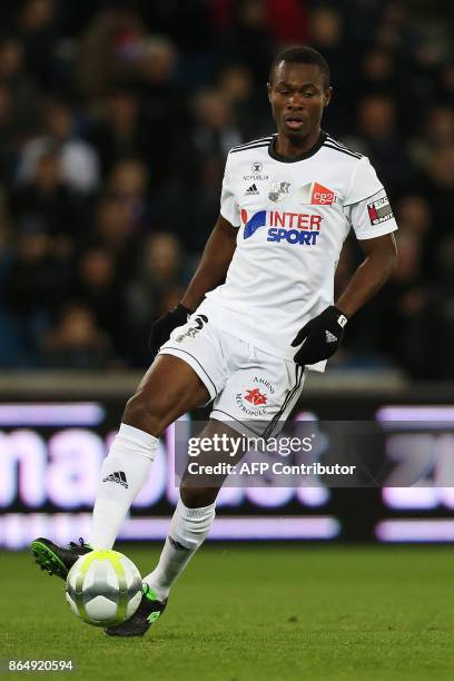 Amiens' Beninese defender Khaled Adenon controls the ball during the French L1 football match between Amiens and Bordeaux on October 21 at the Ocean...