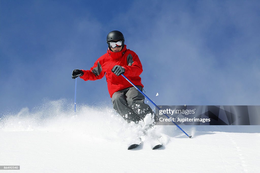 Man snow skiing