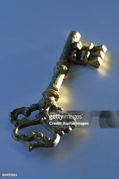 elegant antique key - ornate key stock pictures, royalty-free photos & images