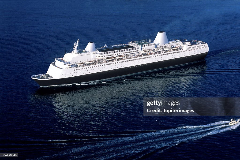 Aerial view of cruise ship