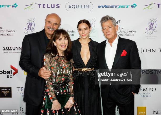 Dr. Phil McGraw, Robin McGraw, Katharine McPhee and David Foster arrive for the David Foster Foundation Gala at Rogers Arena on October 21, 2017 in...