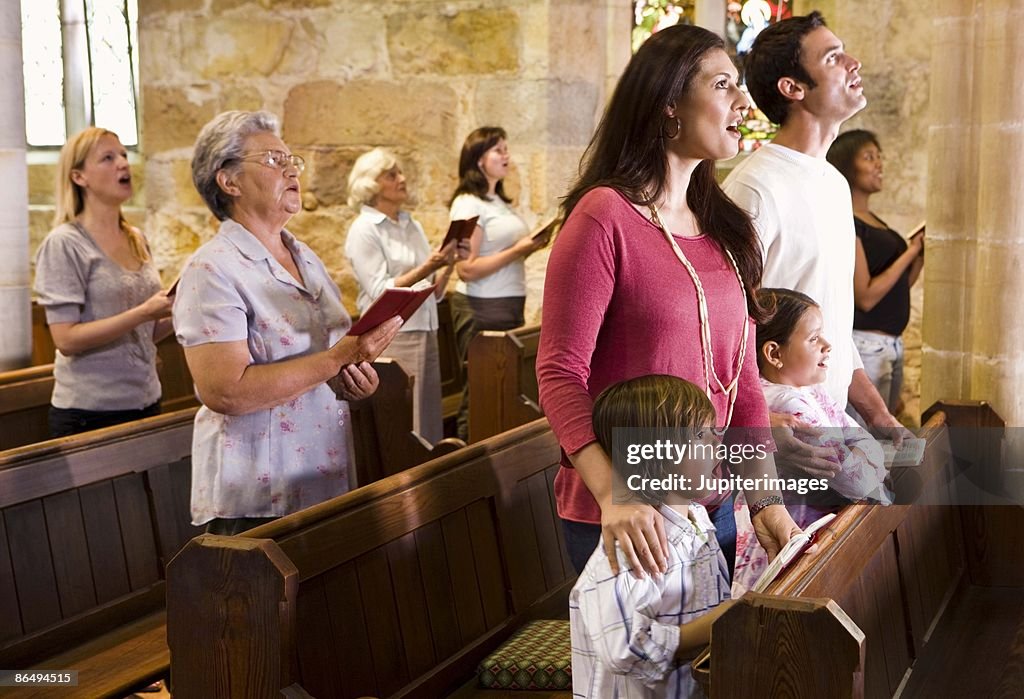 People singing in church