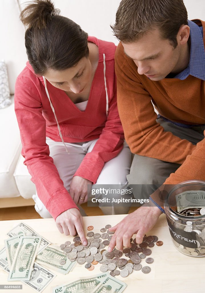 Couple counting change