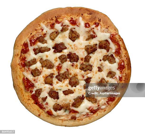 sausage pizza - insaccato foto e immagini stock