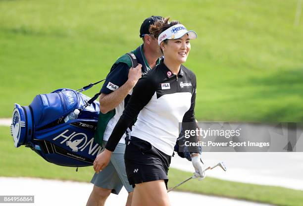 So Yeon Ryu of South Korea walks towards the 16th green during day four of Swinging Skirts LPGA Taiwan Championship on October 22, 2017 in Taipei,...