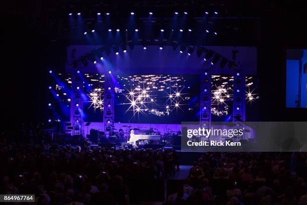 Lady Gaga performs onstage during the 'Deep from the Heart: The One America Appeal Concert' at Reed Arena on the campus of Texas A&M University on...