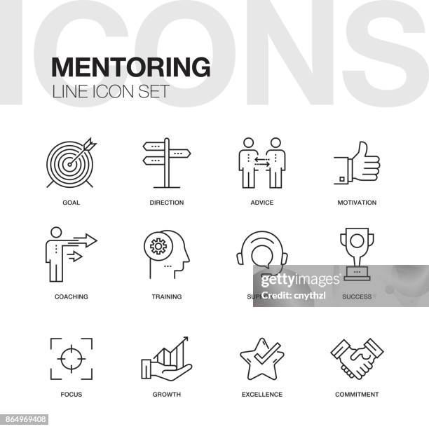 mentoring line icons - opportunistic-icon stock illustrations