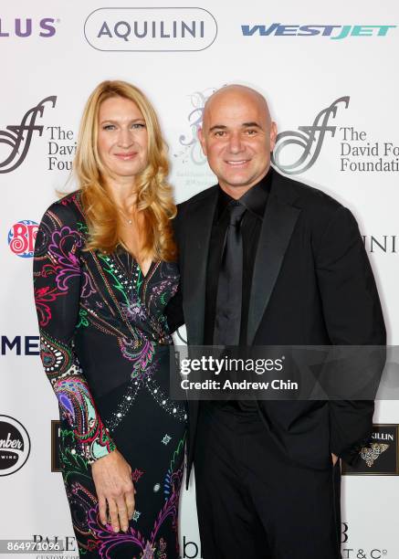 Steffi Graf and Andre Agassi arrive for the David Foster Foundation Gala at Rogers Arena on October 21, 2017 in Vancouver, Canada.
