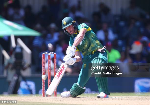 De Villiers of South Africa during the 3rd Momentum ODI match between South Africa and Bangladesh at Buffalo Park on October 22, 2017 in East London,...