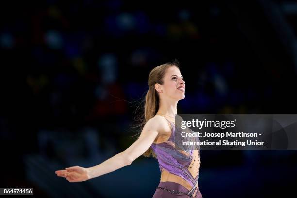 Carolina Kostner of Italy poses in the Ladies medal ceremony during day three of the ISU Grand Prix of Figure Skating, Rostelecom Cup at Ice Palace...