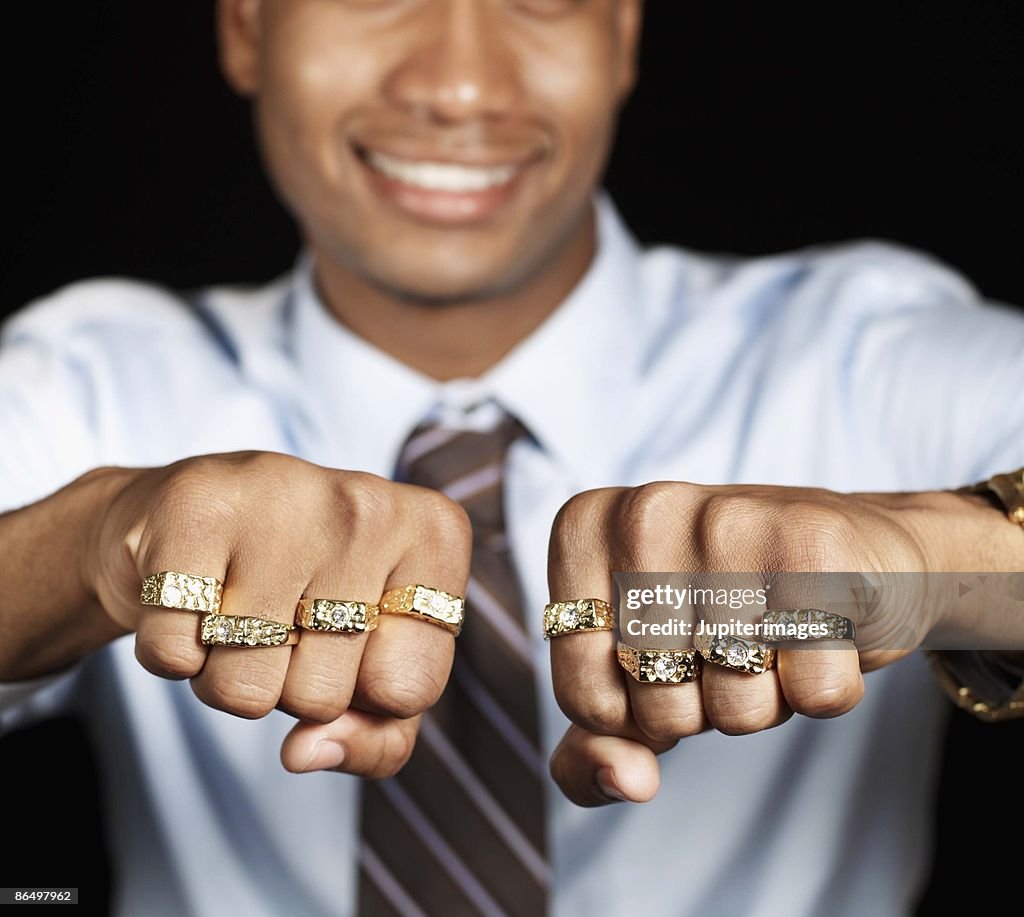 Man with gold rings