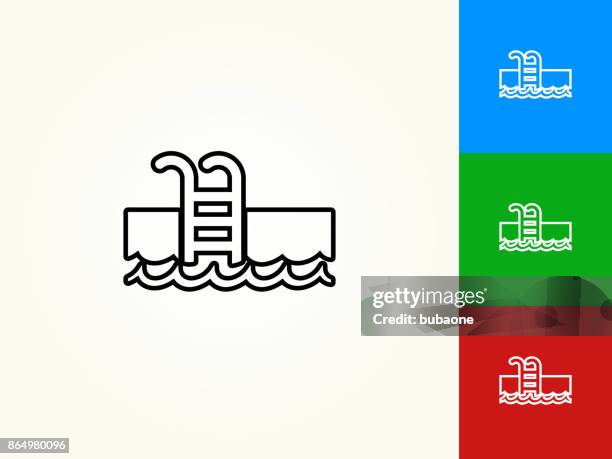 pool ladder black stroke linear icon - pool ladder stock illustrations