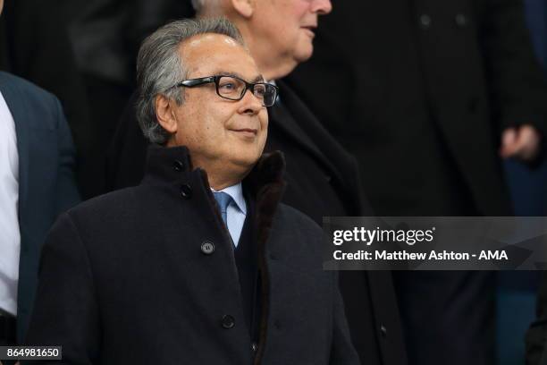 Farhad Moshiri who owns 49.9% stake in Everton looks on during the Premier League match between Everton and Arsenal at Goodison Park on October 22,...