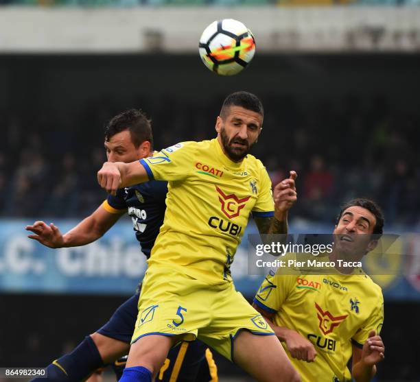 Alessandro Gamberini of AC Chievo Verona in action during the Serie A match between AC Chievo Verona and Hellas Verona FC at Stadio Marc'Antonio...