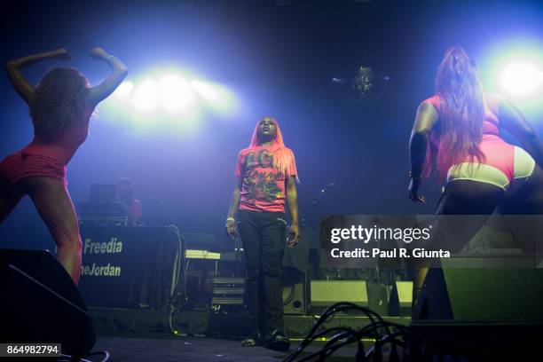Big Freedia performs on stage at the Coca-Cola Roxy on October 21, 2017 in Atlanta, Georgia.
