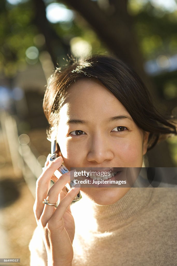 Woman using cell phone