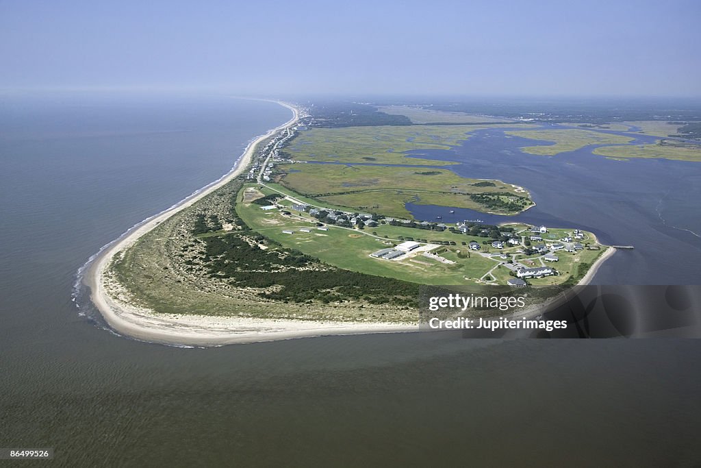 Aerial View Of Peninsula Bald Head Island North Carolina HighRes Stock