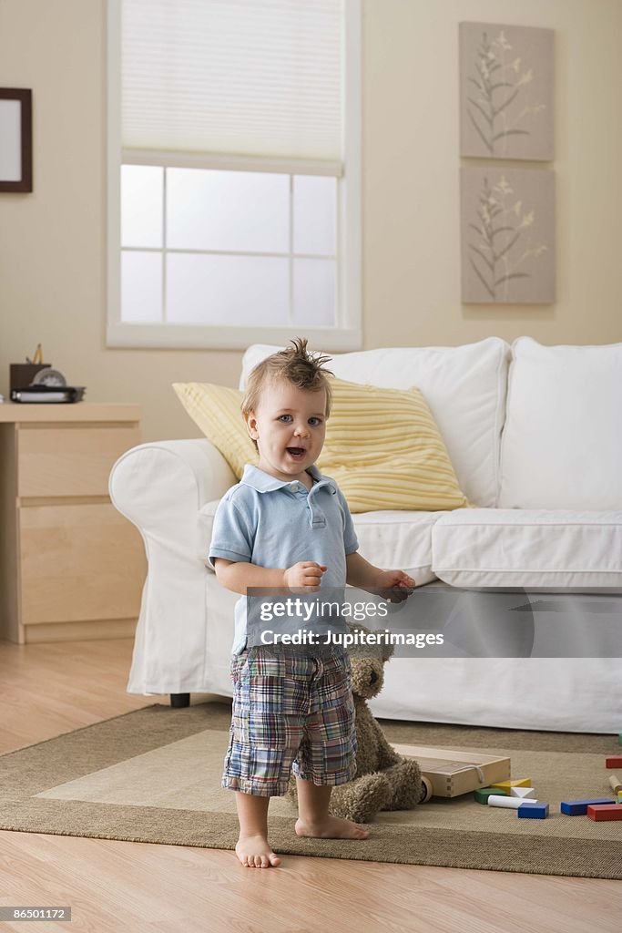 Toddler playing with toys