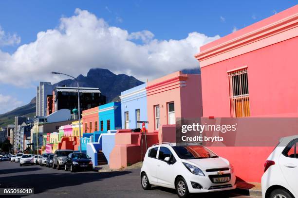 colorful painted houses in bo - kaap ( malay quarter ) , cape town , south africa - toyota south africa motors stock pictures, royalty-free photos & images