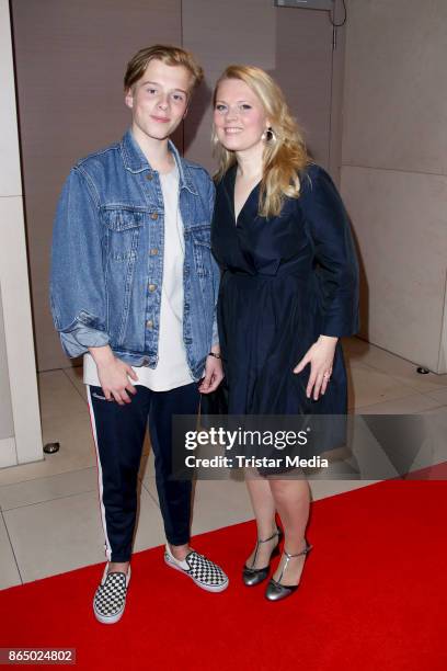 Patricia Kelly and her son Iggi during the 'Schlagerboom - Das Internationale Schlagerfest' at Westfalenhalle on October 21, 2017 in Dortmund,...